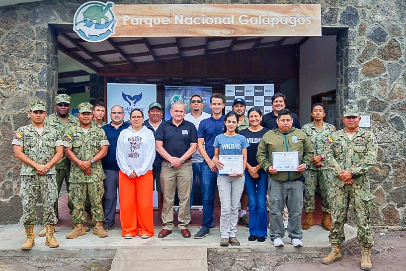 CLS teams trained Galápagos marine rangers to use THEMIS